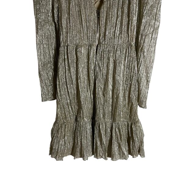 Saylor Saydee Silver Metallic Plisse Jacquard Mock Neck Party Mini Dress Size XS - Picture 13 of 16